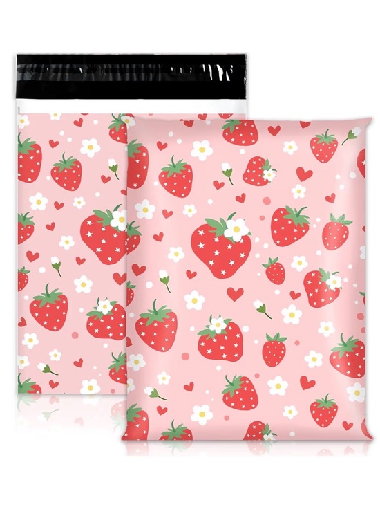 Other - 20 10x13 Strawberry Poly Mailers Pink Fruit Packaging Bags Self Seal Mailing